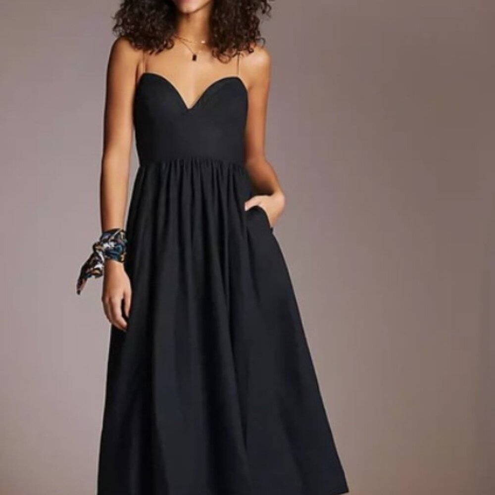 Maeve by Anthropologie BLACK Seamed Contrast Midi - Size 4